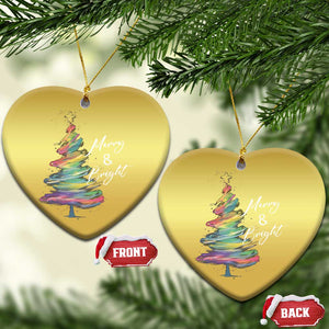 Xmas Christmas Ornament Merry And Bright Colorful Xmas Tree TS11 Heart Gold Print Your Wear