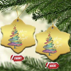 Xmas Christmas Ornament Merry And Bright Colorful Xmas Tree TS11 Snow Flake Gold Print Your Wear