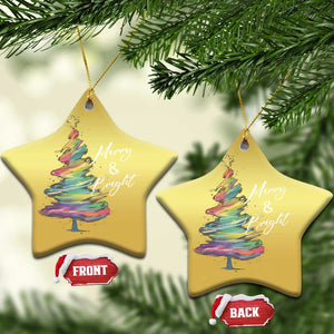 Xmas Christmas Ornament Merry And Bright Colorful Xmas Tree TS11 Star Gold Print Your Wear