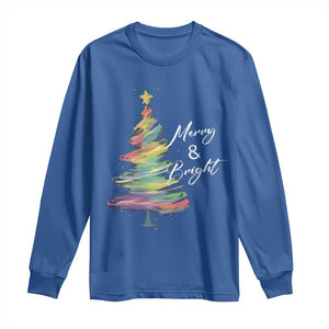 Christmas Long Sleeve Shirt Merry And Bright Colorful Xmas Tree TS11 Royal Blue Print Your Wear