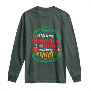 This Is My Christmas Movie Watching Shirt Long Sleeve Shirt Gingerbread Cocoa TS11 Dark Forest Green Print Your Wear