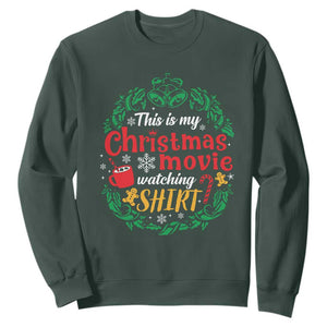 This Is My Christmas Movie Watching Shirt Sweatshirt Gingerbread Cocoa TS11 Dark Forest Green Print Your Wear
