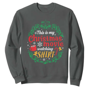 This Is My Christmas Movie Watching Shirt Sweatshirt Gingerbread Cocoa TS11 Dark Heather Print Your Wear
