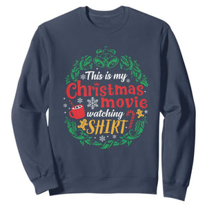 This Is My Christmas Movie Watching Shirt Sweatshirt Gingerbread Cocoa TS11 Navy Print Your Wear