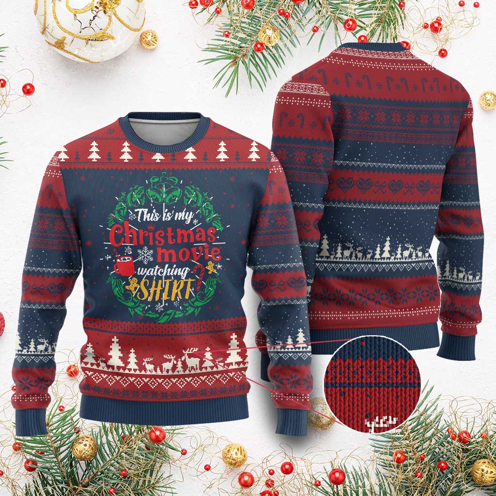 This Is My Xmas Movie Watching Shirt Ugly Christmas Sweater Gingerbread Cocoa TS11 Burgundy Print Your Wear