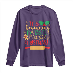 Funny Christmas Baker Long Sleeve Shirt It's Beginning To Taste A Lot Like Christmas Gingerbread TS11 Purple Print Your Wear