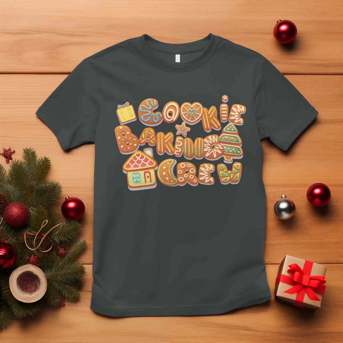 Funny Christmas Baking T Shirt Cookie Baking Crew Family Matching TS11 Dark Heather Print Your Wear