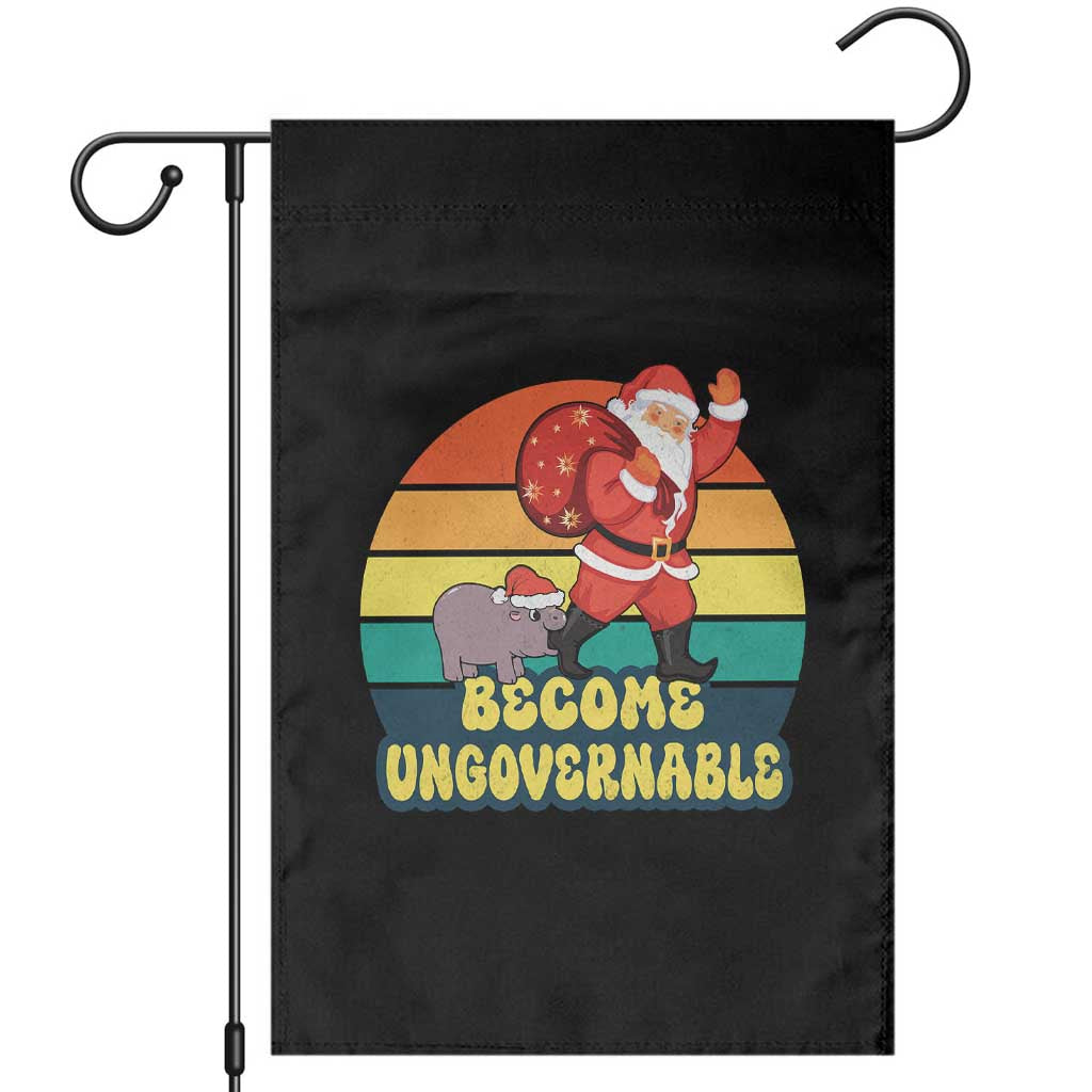 Funny Moo Deng Christmas Garden Flag Become Ungovernable Xmas Santa TS11 Black Print Your Wear