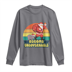 Funny Moo Deng Christmas Long Sleeve Shirt Become Ungovernable Xmas Santa TS11 Charcoal Print Your Wear