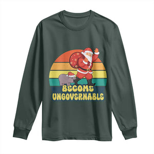 Funny Moo Deng Christmas Long Sleeve Shirt Become Ungovernable Xmas Santa TS11 Dark Forest Green Print Your Wear