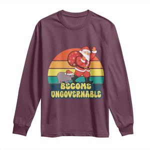 Funny Moo Deng Christmas Long Sleeve Shirt Become Ungovernable Xmas Santa TS11 Maroon Print Your Wear