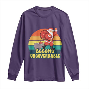 Funny Moo Deng Christmas Long Sleeve Shirt Become Ungovernable Xmas Santa TS11 Purple Print Your Wear