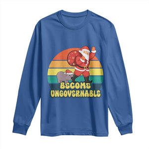 Funny Moo Deng Christmas Long Sleeve Shirt Become Ungovernable Xmas Santa TS11 Royal Blue Print Your Wear