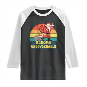 Funny Moo Deng Christmas Raglan Shirt Become Ungovernable Xmas Santa TS11 Black White Print Your Wear