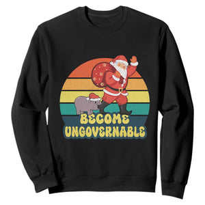 Funny Moo Deng Christmas Sweatshirt Become Ungovernable Xmas Santa TS11 Black Print Your Wear