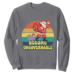 Funny Moo Deng Christmas Sweatshirt Become Ungovernable Xmas Santa TS11 Charcoal Print Your Wear