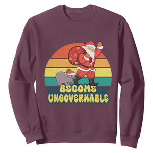 Funny Moo Deng Christmas Sweatshirt Become Ungovernable Xmas Santa TS11 Maroon Print Your Wear