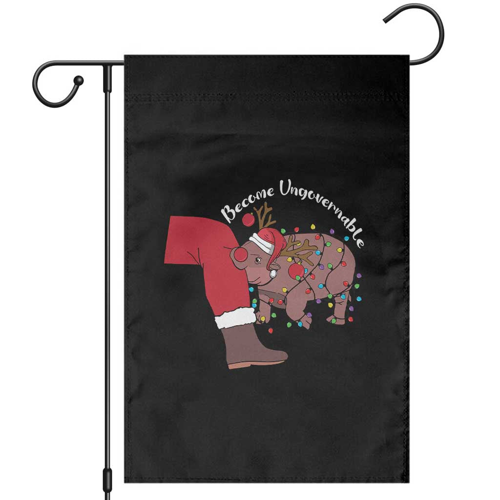 Funny Moo Deng Christmas Garden Flag Become Ungovernable Reindeer Xmas Santa TS11 Black Print Your Wear