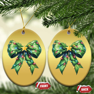 Funny Christmas Coquette Christmas Ornament Green Xmas Tree Bow TS11 Oval Gold Print Your Wear