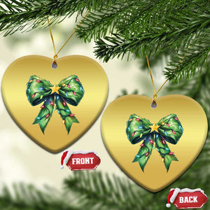 Funny Christmas Coquette Christmas Ornament Green Xmas Tree Bow TS11 Heart Gold Print Your Wear