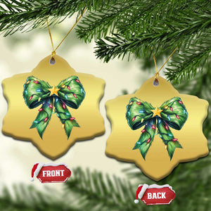 Funny Christmas Coquette Christmas Ornament Green Xmas Tree Bow TS11 Snow Flake Gold Print Your Wear