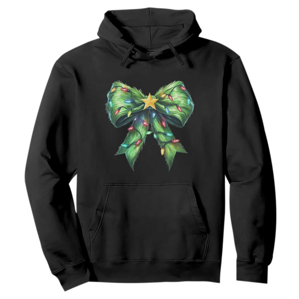 Funny Christmas Coquette Hoodie Green Xmas Tree Bow TS11 Black Print Your Wear