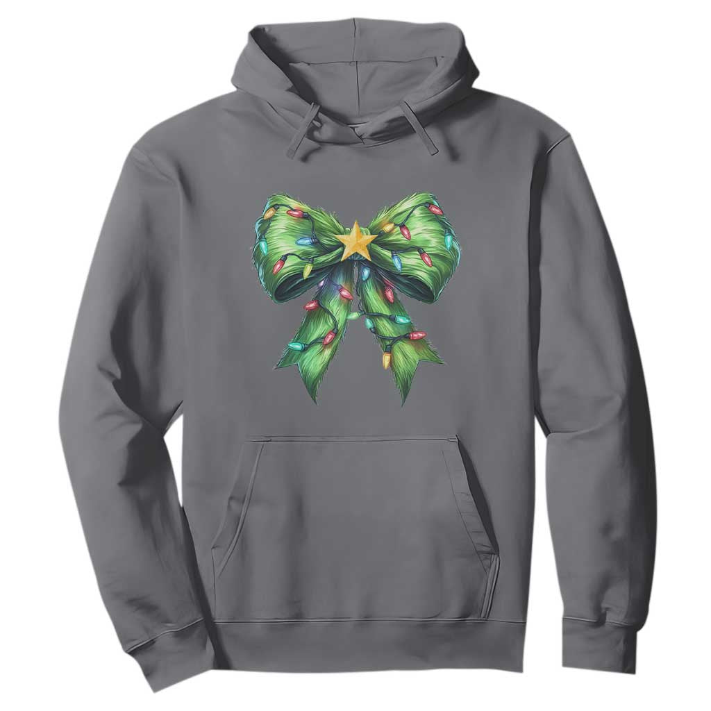 Funny Christmas Coquette Hoodie Green Xmas Tree Bow TS11 Charcoal Print Your Wear