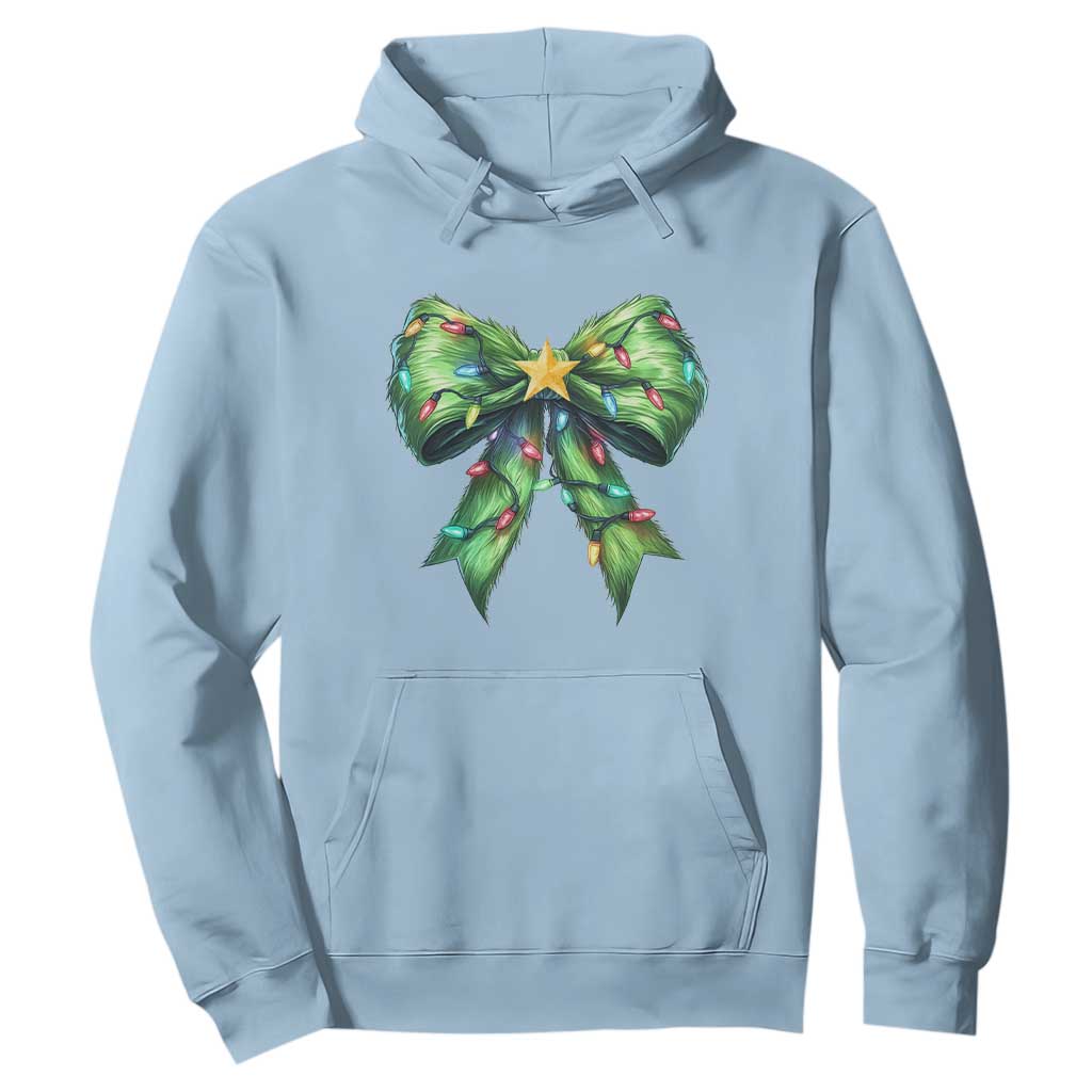 Funny Christmas Coquette Hoodie Green Xmas Tree Bow TS11 Light Blue Print Your Wear