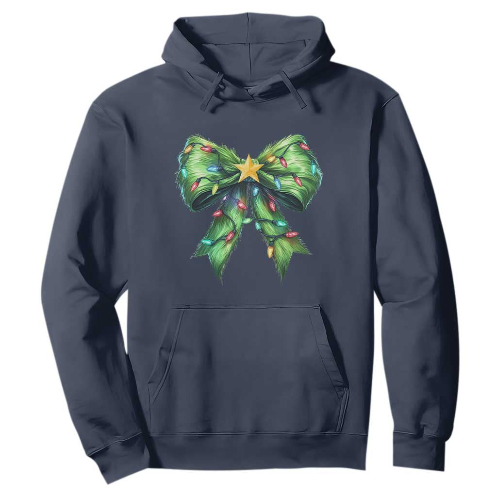 Funny Christmas Coquette Hoodie Green Xmas Tree Bow TS11 Navy Print Your Wear