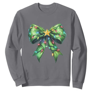 Funny Christmas Coquette Sweatshirt Green Xmas Tree Bow TS11 Charcoal Print Your Wear