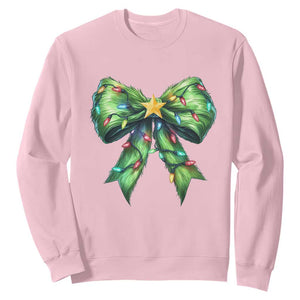 Funny Christmas Coquette Sweatshirt Green Xmas Tree Bow TS11 Light Pink Print Your Wear