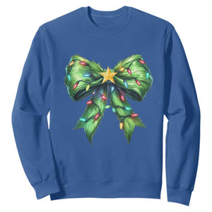 Funny Christmas Coquette Sweatshirt Green Xmas Tree Bow TS11 Royal Blue Print Your Wear