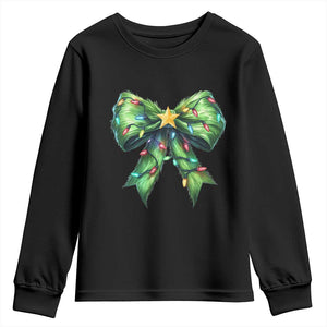 Funny Christmas Coquette Youth Sweatshirt Green Xmas Tree Bow TS11 Black Print Your Wear