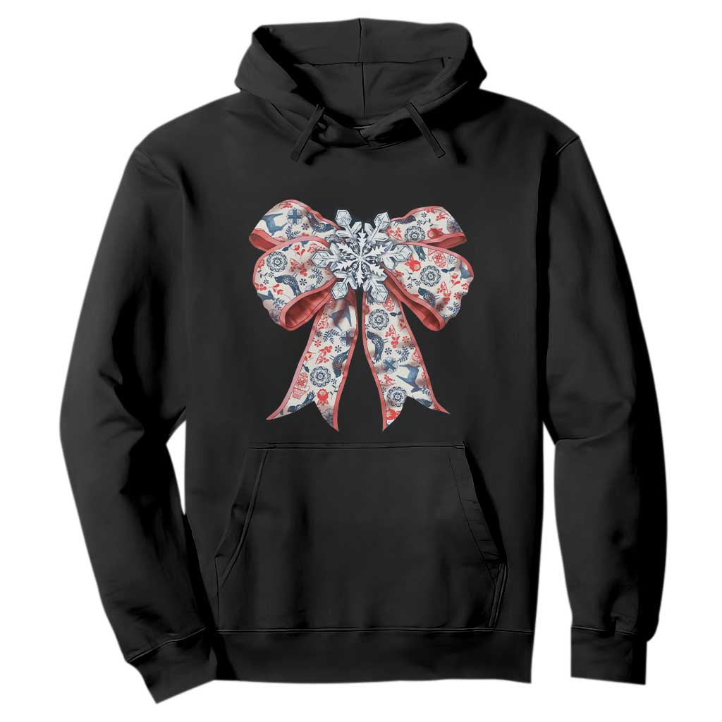 Funny Toile Folk Art Scandinavian Coquette Bow Christmas Hoodie TS11 Black Print Your Wear