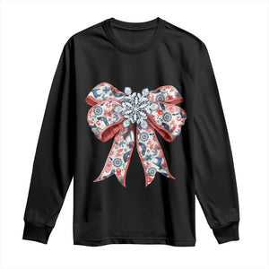 Funny Toile Folk Art Scandinavian Coquette Bow Christmas Long Sleeve Shirt TS11 Black Print Your Wear