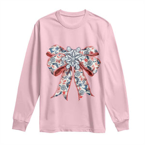 Funny Toile Folk Art Scandinavian Coquette Bow Christmas Long Sleeve Shirt TS11 Light Pink Print Your Wear