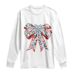 Funny Toile Folk Art Scandinavian Coquette Bow Christmas Long Sleeve Shirt TS11 White Print Your Wear