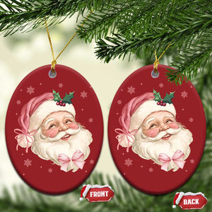 Xmas Coquette Pink Santa Bow Christmas Ornament TS11 Oval Red Print Your Wear