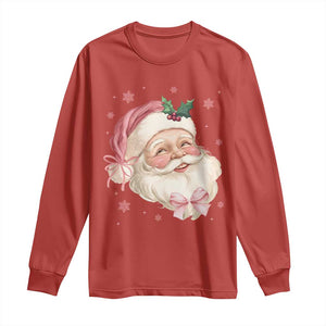 Christmas Coquette Pink Santa Bow Long Sleeve Shirt TS11 Red Print Your Wear