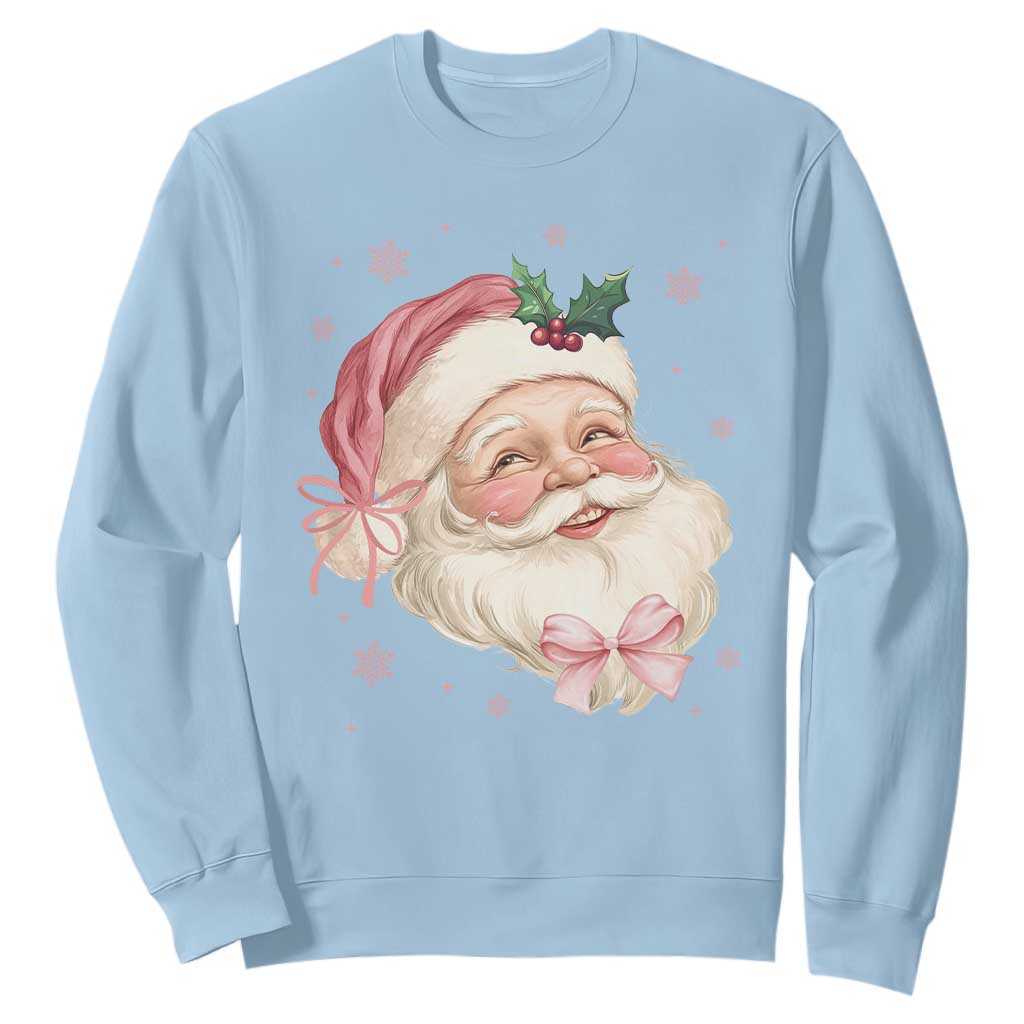 Christmas Coquette Pink Santa Bow Sweatshirt TS11 Light Blue Print Your Wear