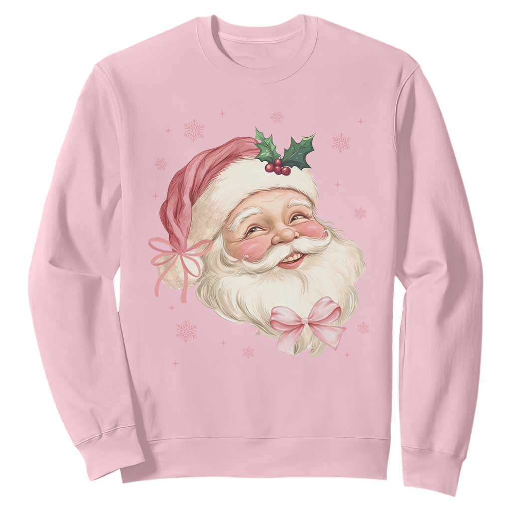 Christmas Coquette Pink Santa Bow Sweatshirt TS11 Light Pink Print Your Wear