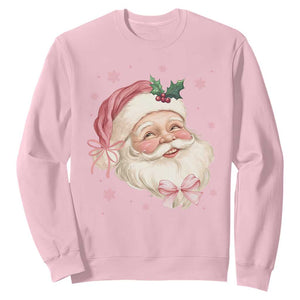 Christmas Coquette Pink Santa Bow Sweatshirt TS11 Light Pink Print Your Wear