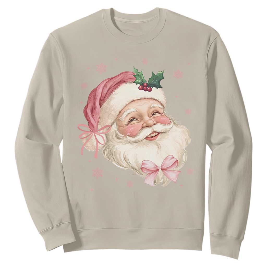 Christmas Coquette Pink Santa Bow Sweatshirt TS11 Sand Print Your Wear