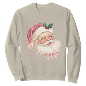 Christmas Coquette Pink Santa Bow Sweatshirt TS11 Sand Print Your Wear
