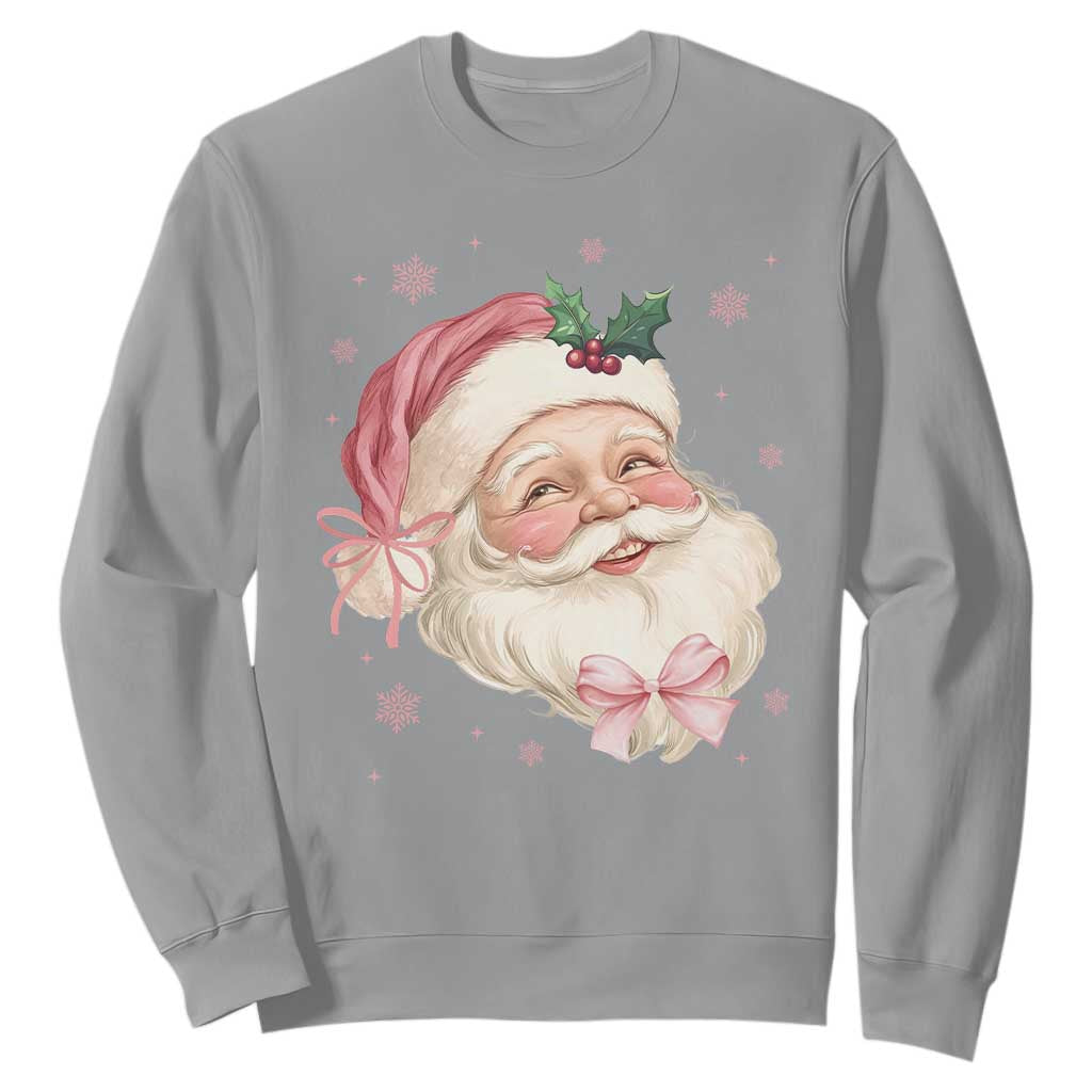 Christmas Coquette Pink Santa Bow Sweatshirt TS11 Sport Gray Print Your Wear
