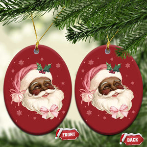 Xmas Coquette Pink Black Santa Bow Christmas Ornament TS11 Oval Red Print Your Wear