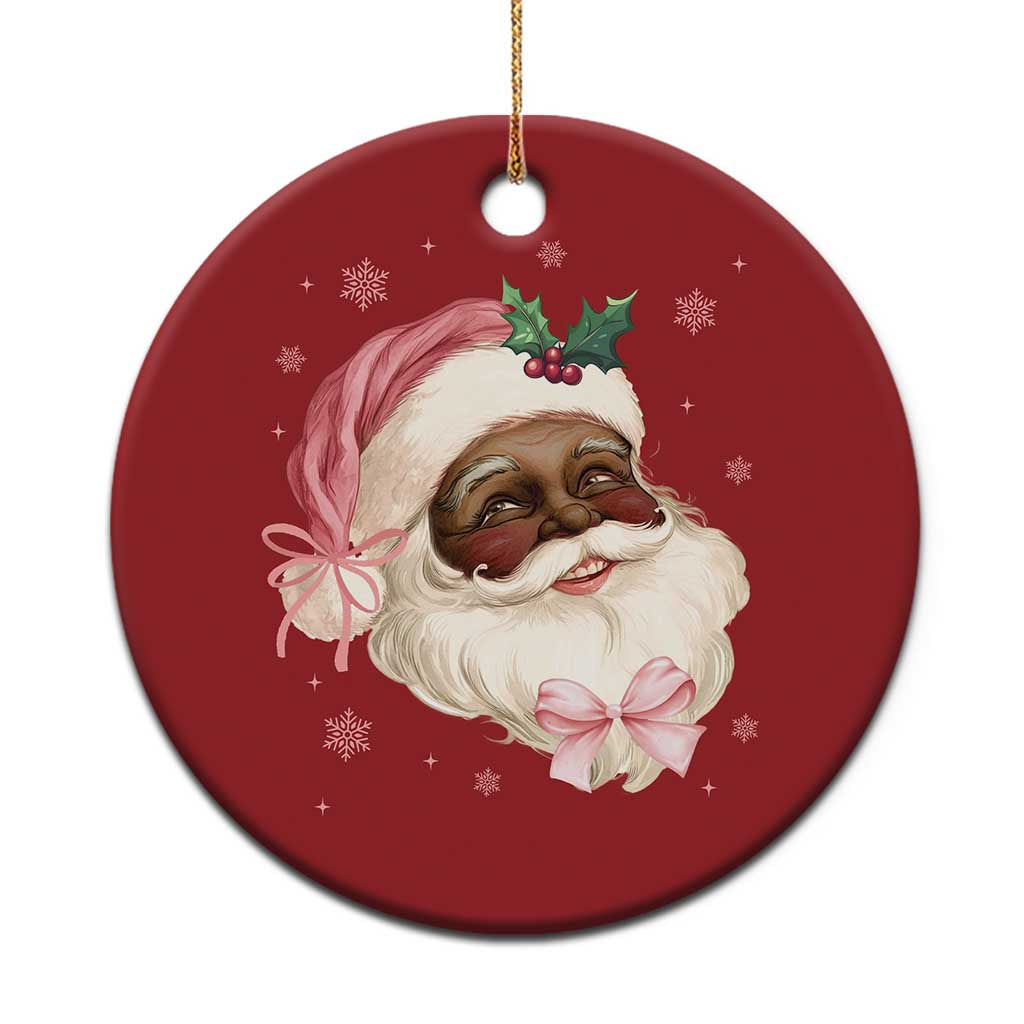 Xmas Coquette Pink Black Santa Bow Christmas Ornament TS11 Print Your Wear