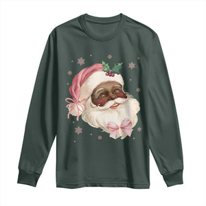 Christmas Coquette Pink Black Santa Bow Long Sleeve Shirt TS11 Dark Forest Green Print Your Wear