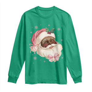 Christmas Coquette Pink Black Santa Bow Long Sleeve Shirt TS11 Irish Green Print Your Wear