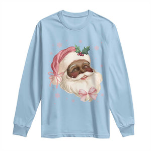 Christmas Coquette Pink Black Santa Bow Long Sleeve Shirt TS11 Light Blue Print Your Wear